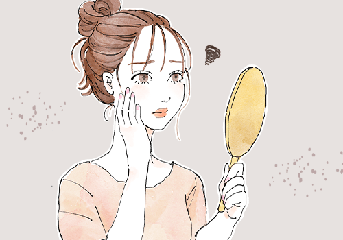 悩んでいる女性のイラスト